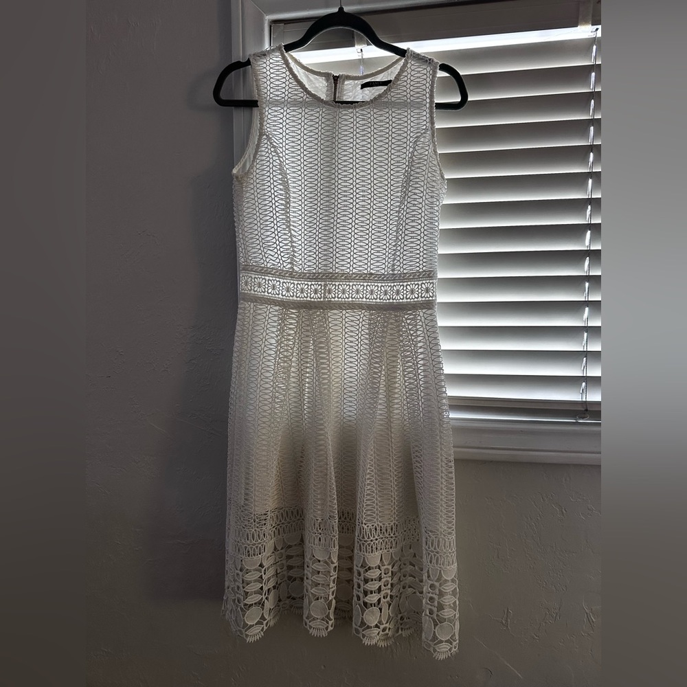White Lacey Crochet dress, some cutout illusion on the waist
